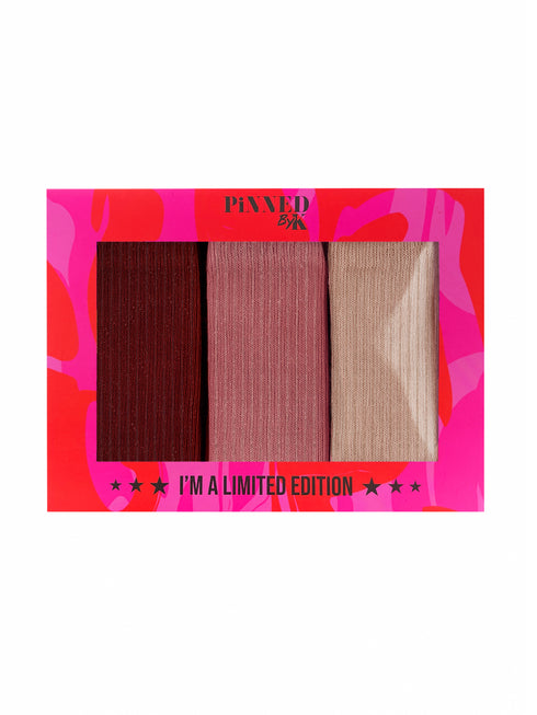 Gift Package Socks Bordeaux Stripes Glitter